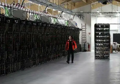 An expansive Bitcoin mining farm brimming with efficiently running miners